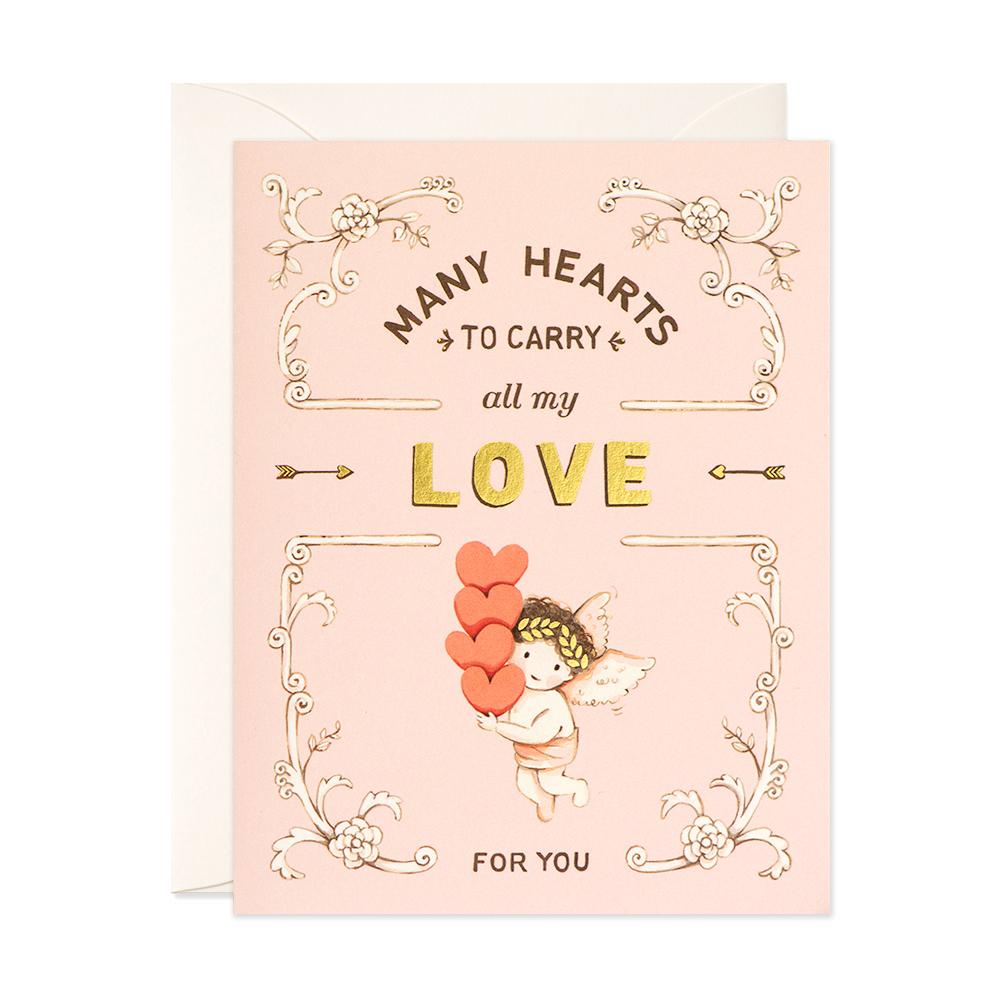 Cupid And Many Hearts Card