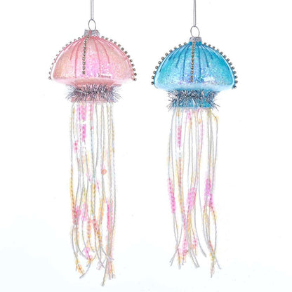 Glass Blue / Pink Sequence Jellyfish Ornament