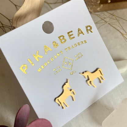 Teslas Unicorn Silhouette Studs