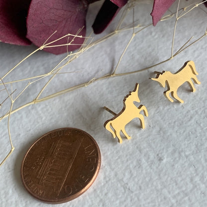 Teslas Unicorn Silhouette Studs