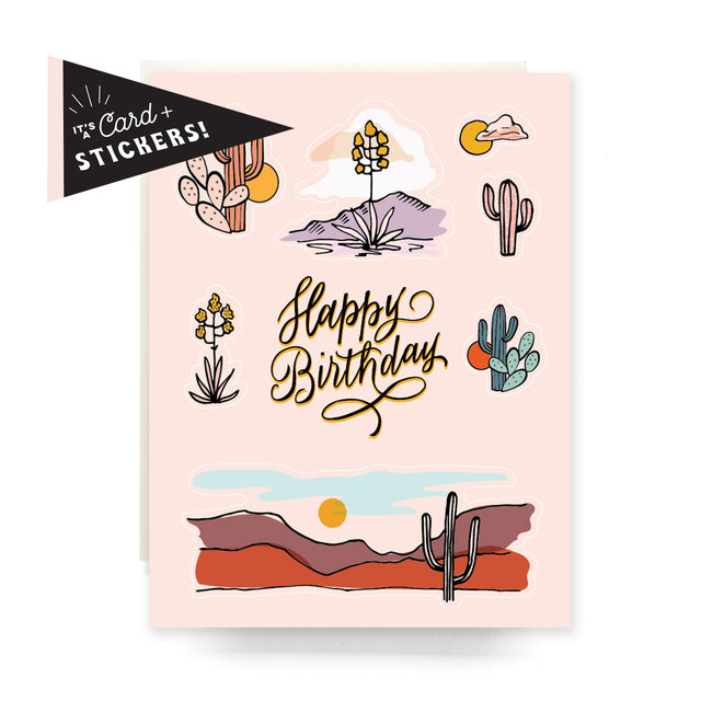 Sticker Sheet Peach Cactus Birthday Card