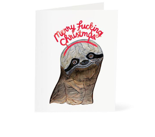 Sloth Merry F* Christmas Card