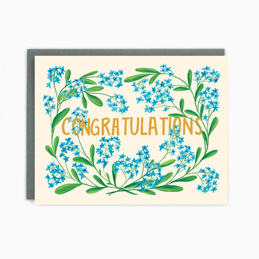 Congrats Blue Flowers Card