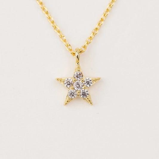 Crystal Star Necklace Gold