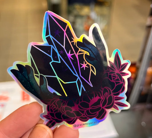 S50 Hands & Crystal Holographic Sticker