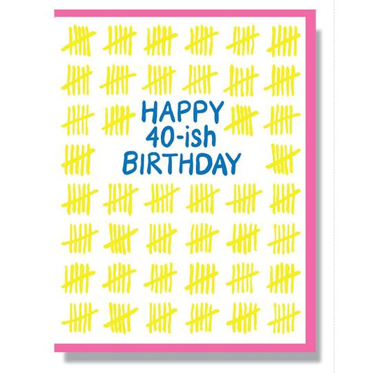 Letterpress Happy 40ish Bday Card