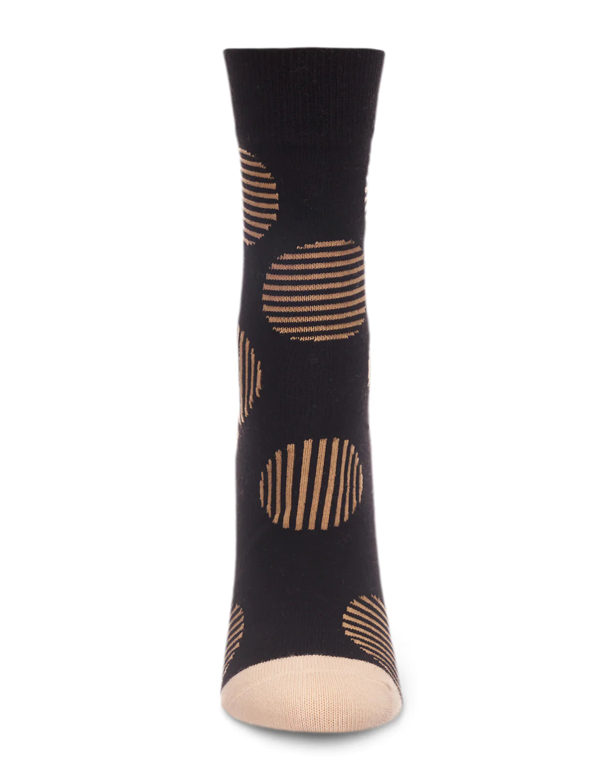 Women's Crew Retro Striped Circle Black Socks