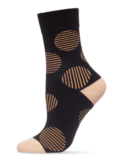 Women's Crew Retro Striped Circle Black Socks