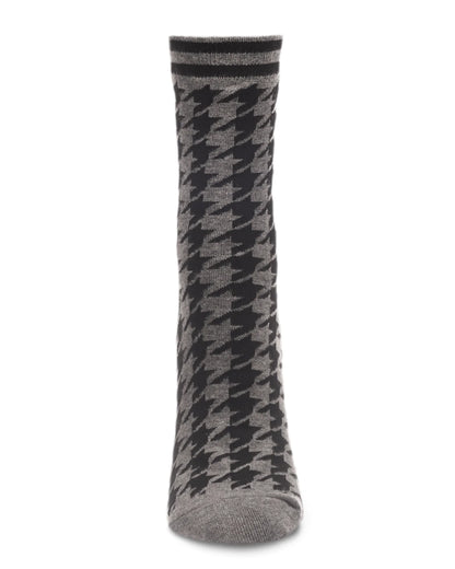 Women's Crew Houndstooth Med Gray Heather Socks