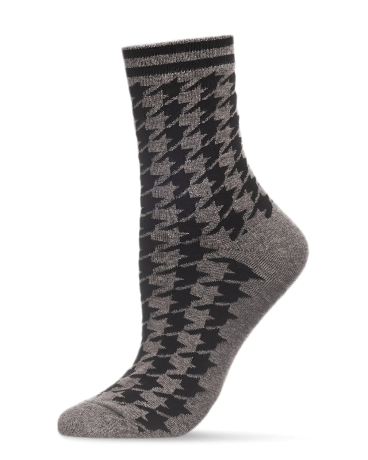 Women's Crew Houndstooth Med Gray Heather Socks