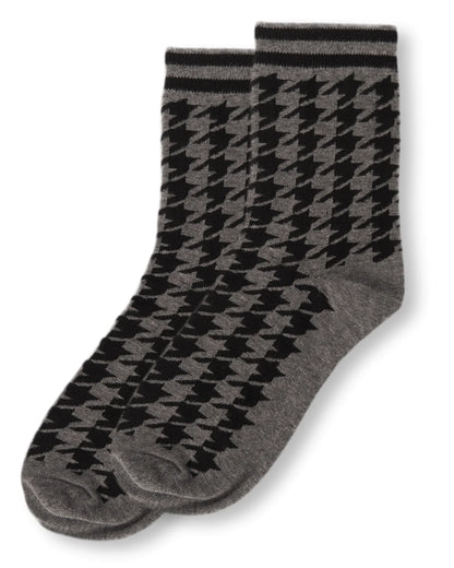 Women's Crew Houndstooth Med Gray Heather Socks