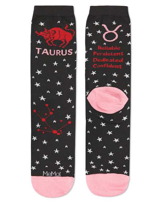 Taurus Zodiac Sign Crew Black Socks