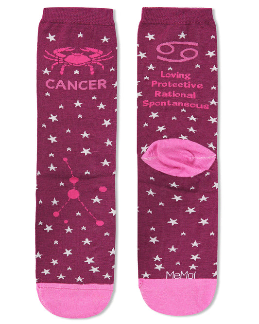 Cancer Zodiac Sign Crew Grape Socks