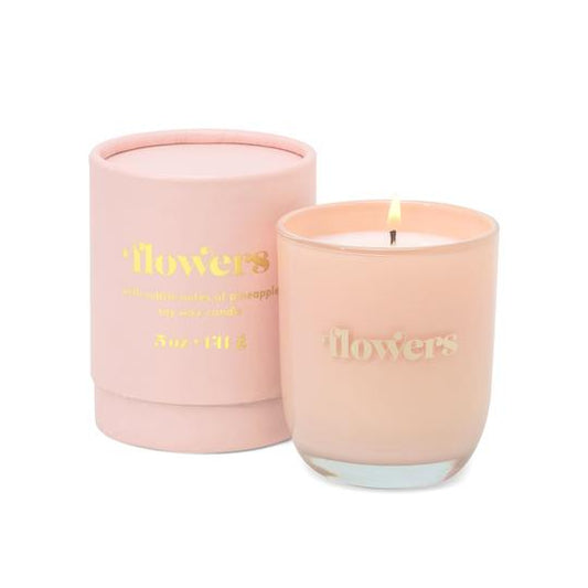Petite Candle 5oz Pink Opaque Glass Flowers