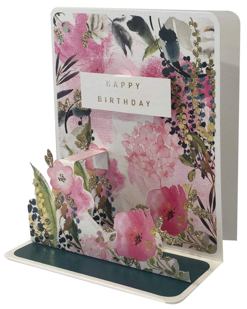 Pink Blooms Birthday Petite Pop-Up Card