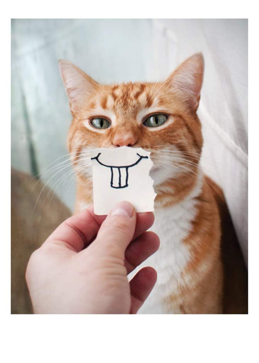 Cat With Teeth Birthday Card