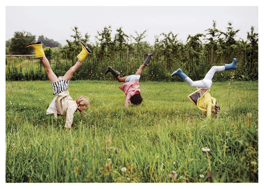 Three Girls Cartwheel Birthday Card