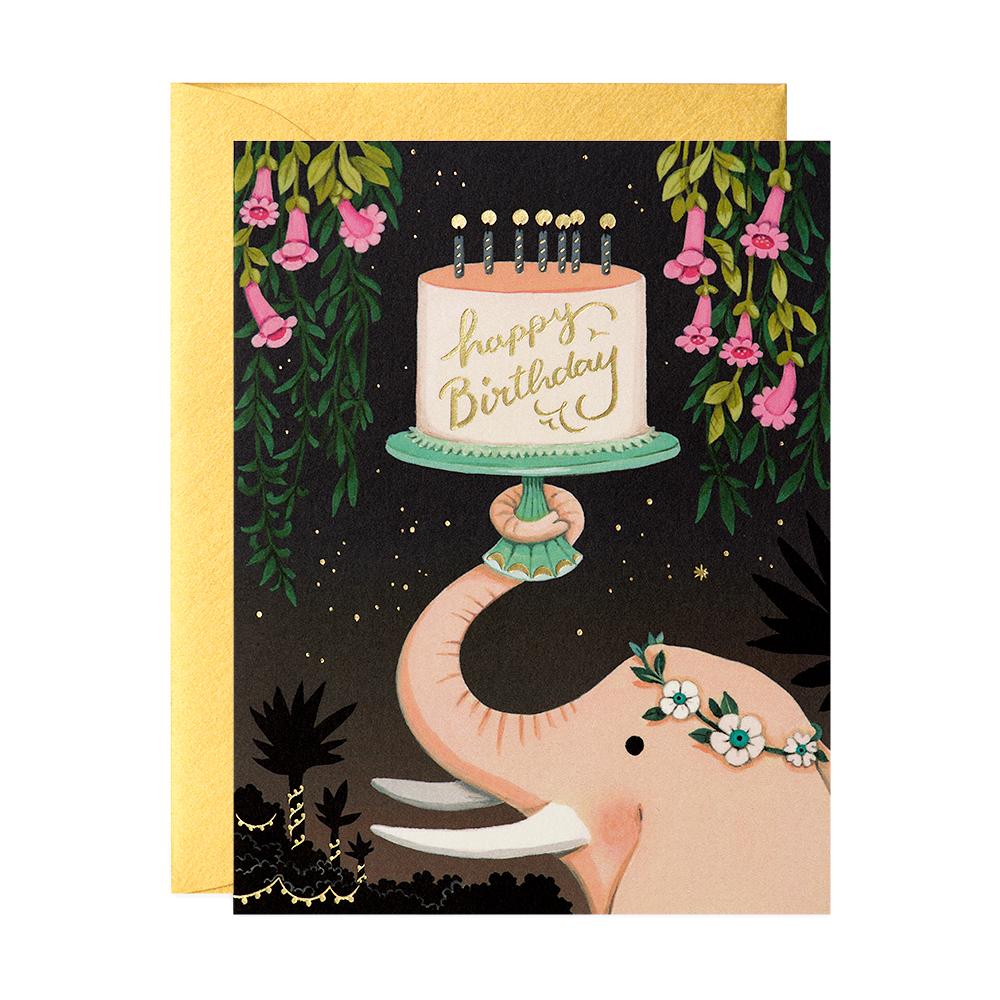 Pink Elephant Birthday Card