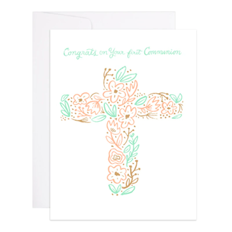 Pink First Communion Card