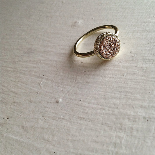 Tenerife Gold Plated Druzy Ring in Rose Gold