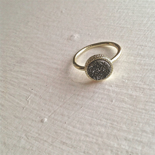 Tenerife Gold Plated Druzy Ring in Silver