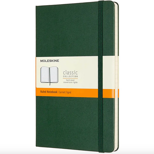 Classic Large Myrtle Green Hard Cover Ruled Notebook