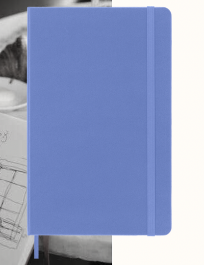 Classic Large Hydrangea Blue Hard Cover Ruled Notebook