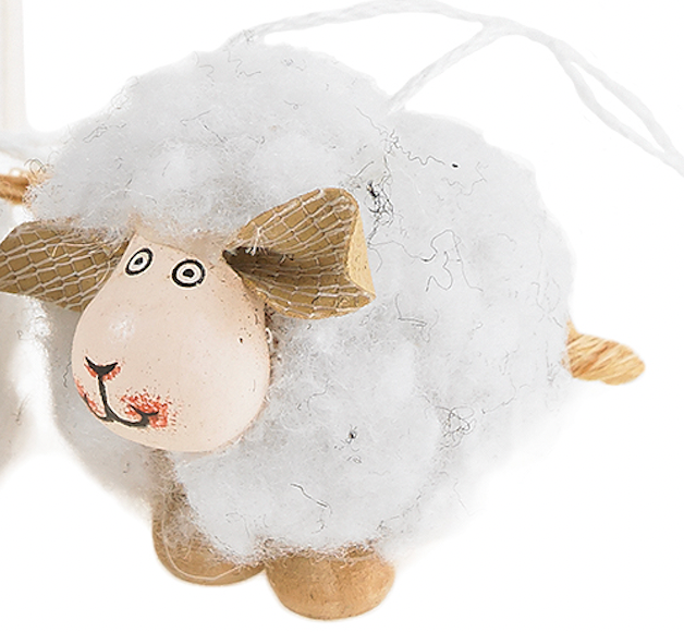 Black / White Wooly Sheep Ornament