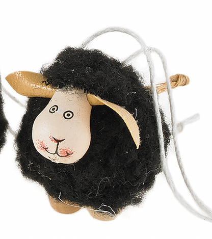 Black / White Wooly Sheep Ornament