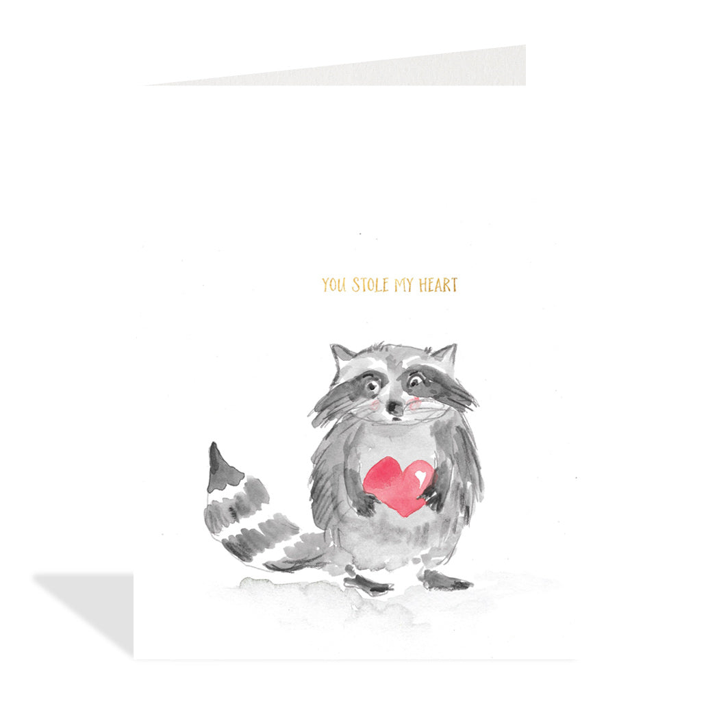 Stole My Heart Raccoon Card