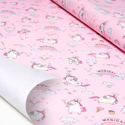Gift Wrap Roll Unicorn Pink