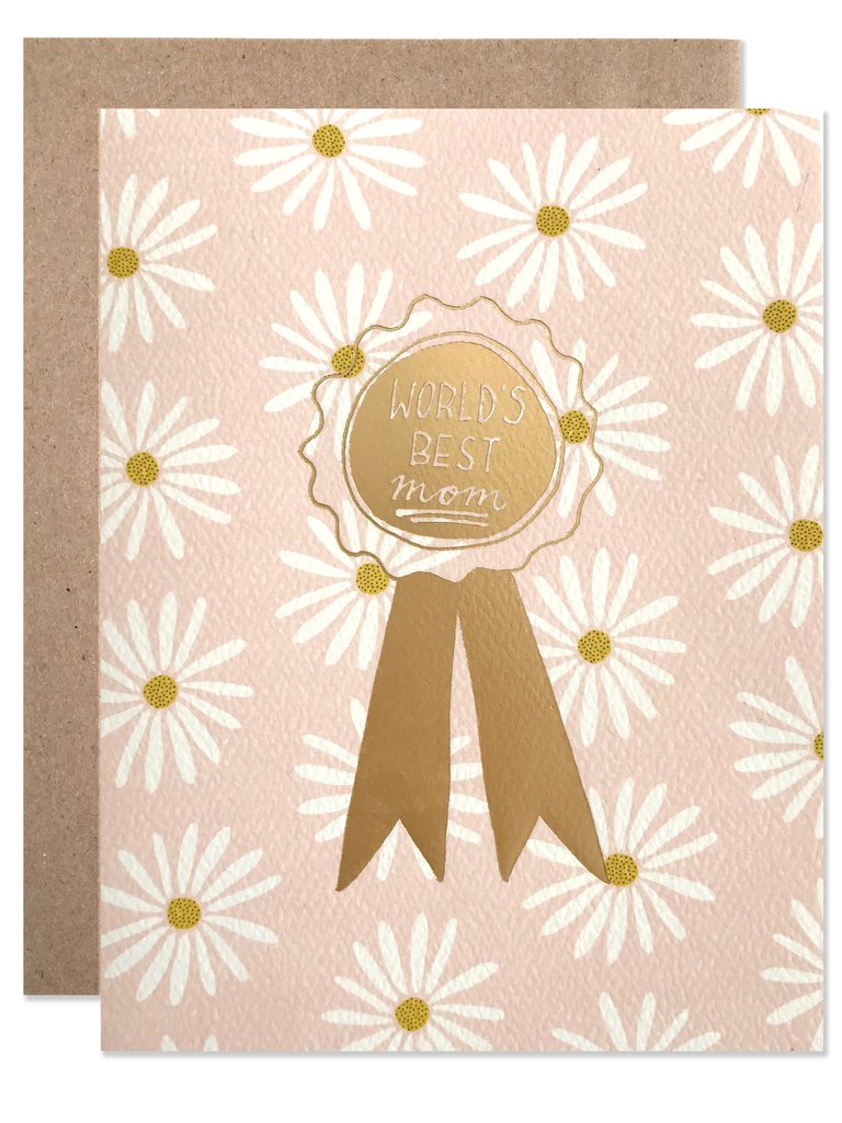 World's Best Mom Daisy Gold Foil Card