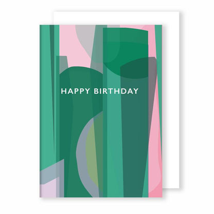 Happy Birthday Green Stained Glass Card