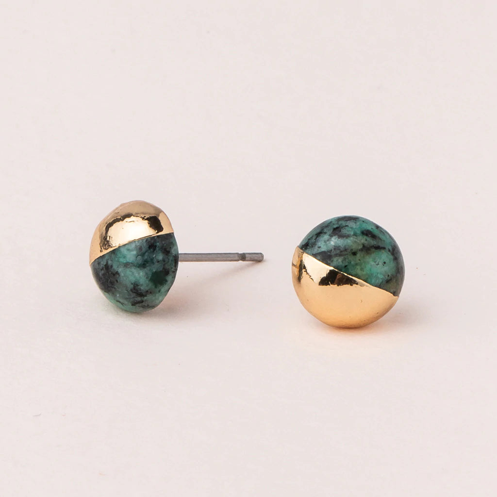 Dipped Stone Stud - African Turquoise Gold