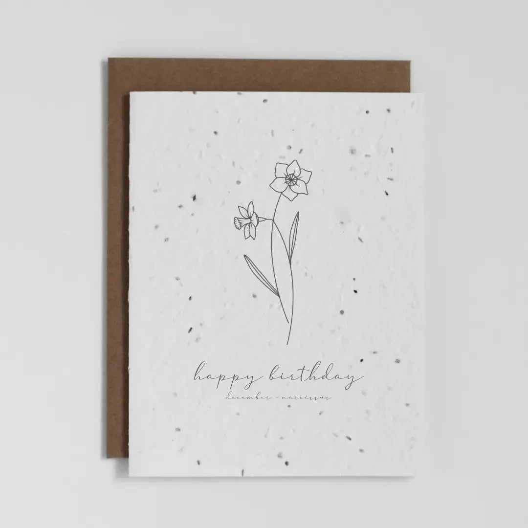 December Birth Flower Narcissus Plantable Greeting Card