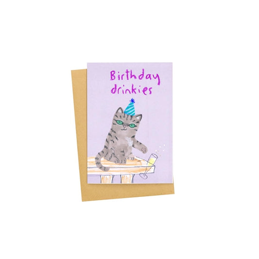 Cat Birthday Drinkies Card