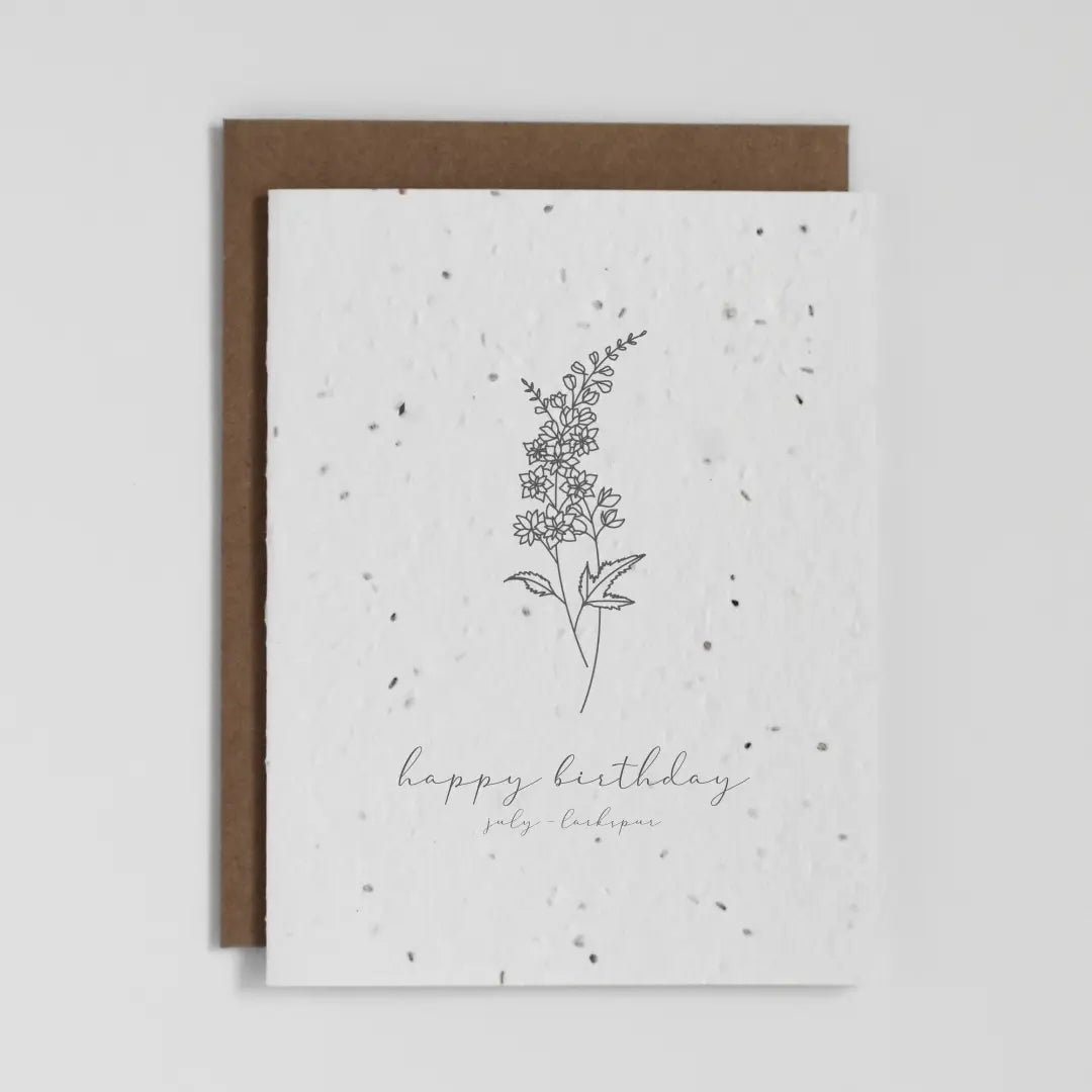 July Birth Flower Larkspur Plantable Greeting Card