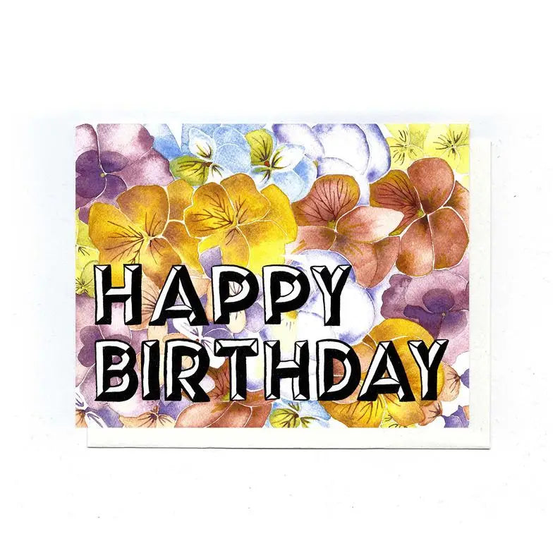 Pansies Birthday Card