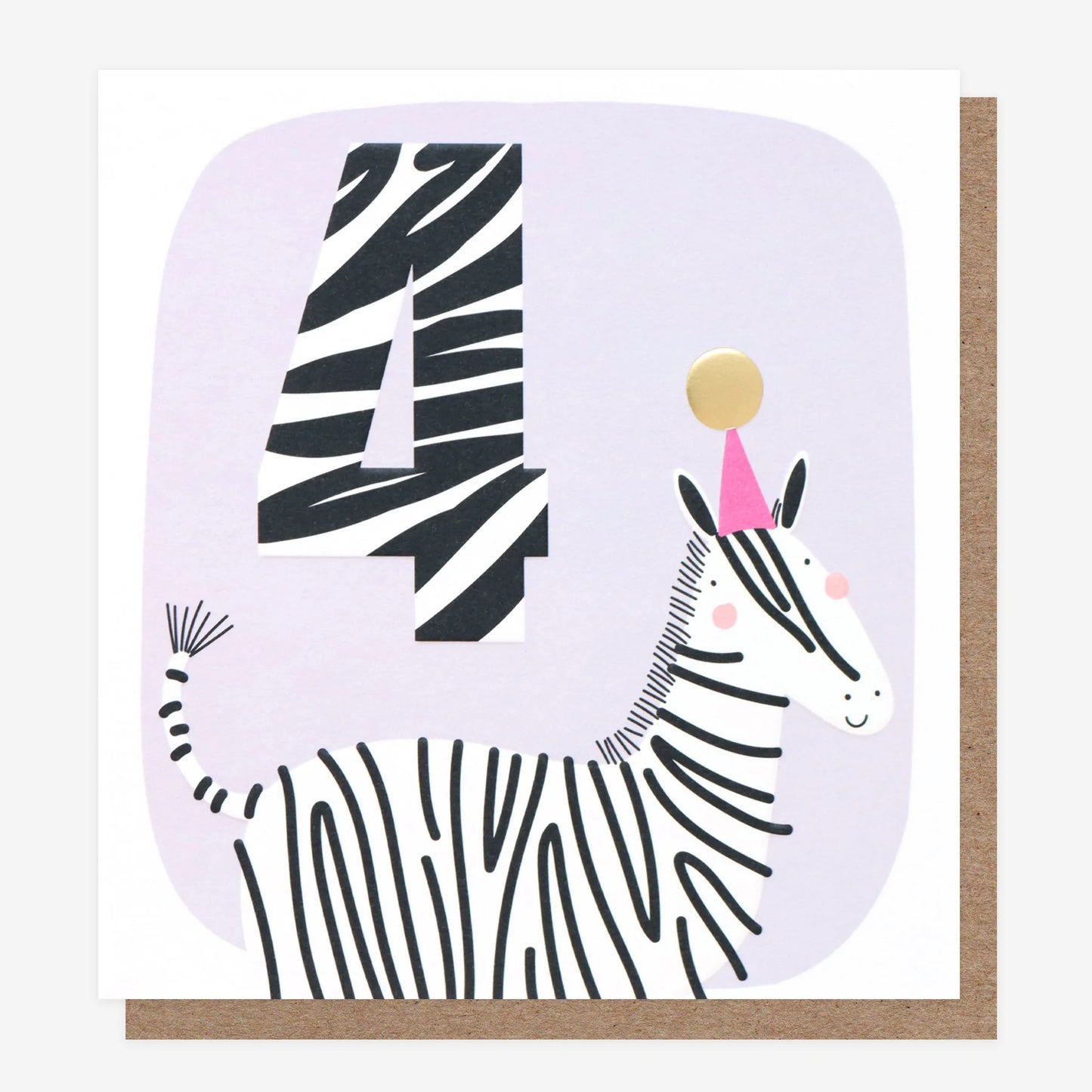 Zebra 4th Birthay Card
