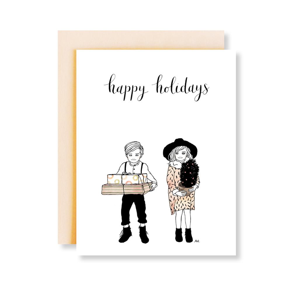 Boy And Girl Christmas Card