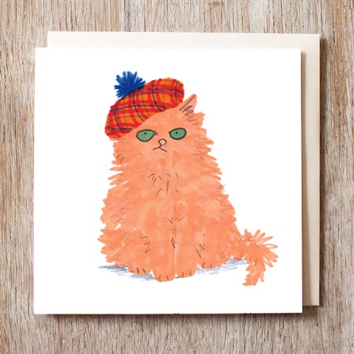 Cat In Tartan Hat Card