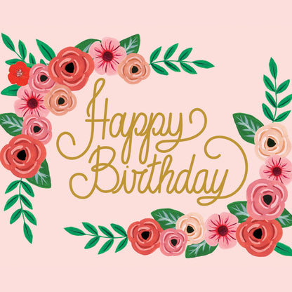 Happy Birthday Floral Rose Card