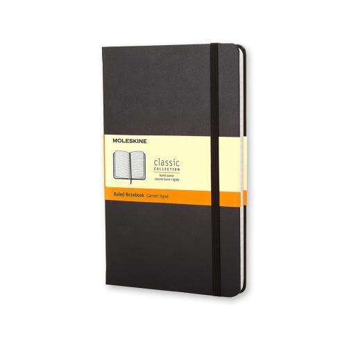 Classic Pocket Black Hard Cover Ruled Notebook