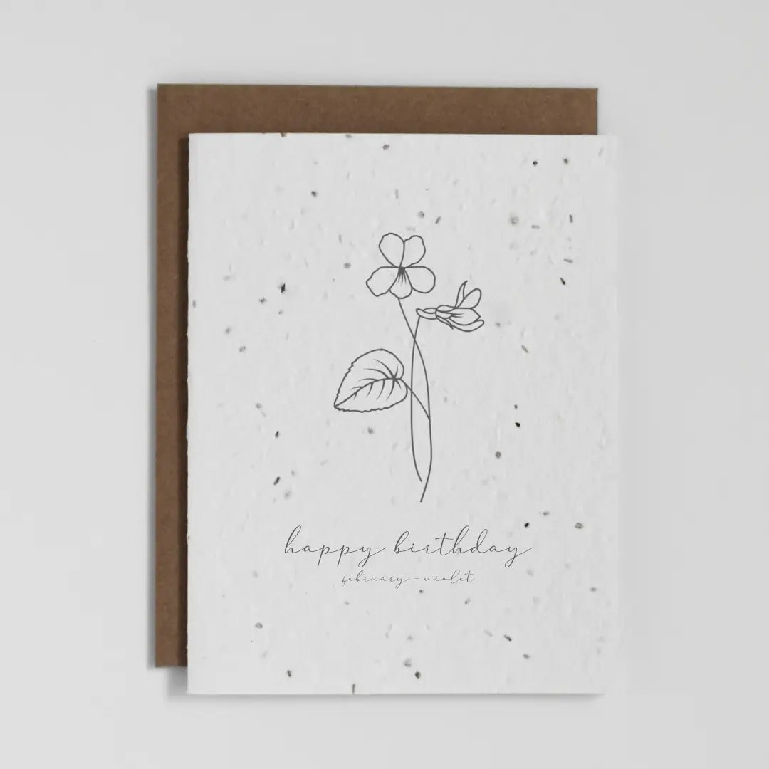 February Birth Flower Violet Plantable Greeting Card