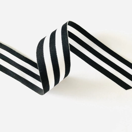 Black & White Striped Grosgrain Ribbon | 2.5m x 25mm