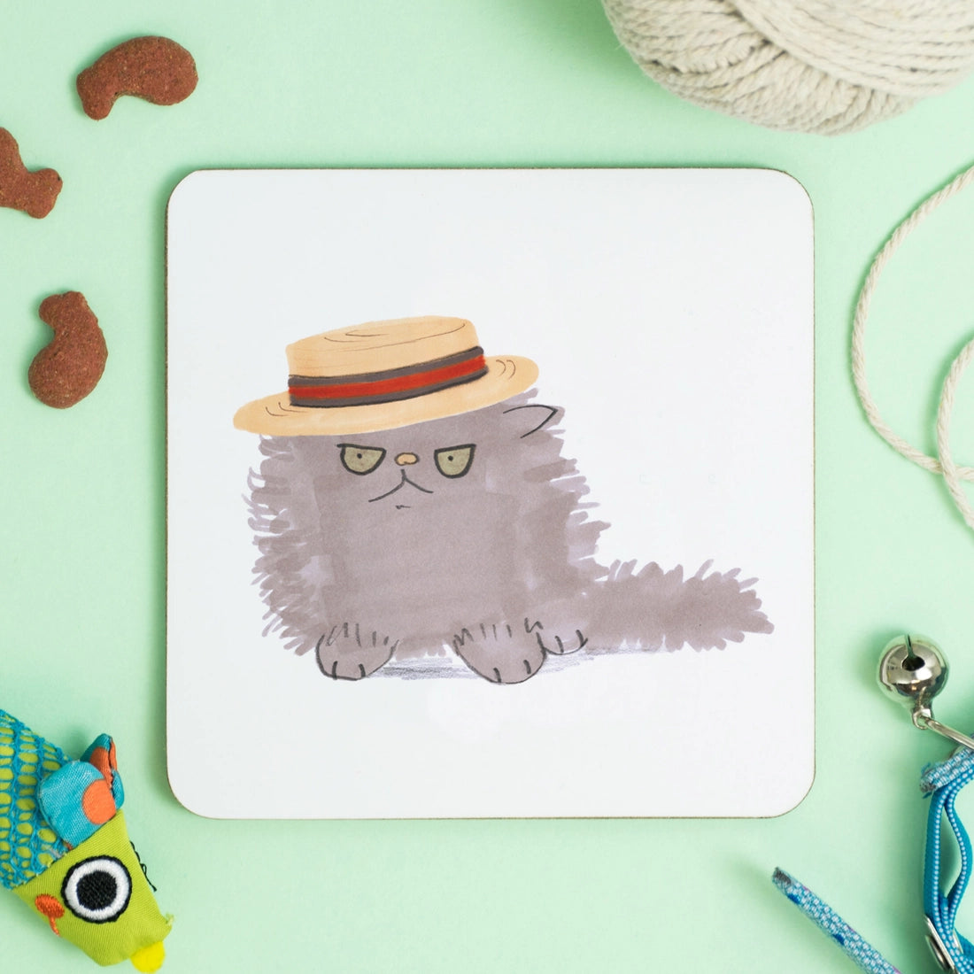 Cat In Boater Hat Coaster