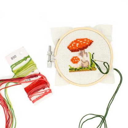 Mini Cross Stitch Embroidery Kit Mushroom