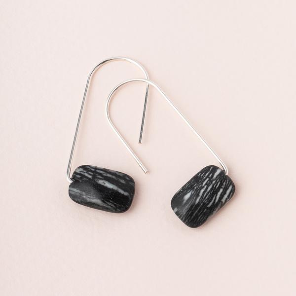 Floating Stone Earrings - Sterling Silver/Picasso Jasper