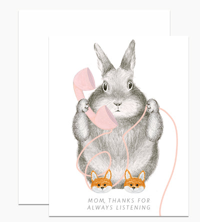 Bunny In Fox Slippers Card