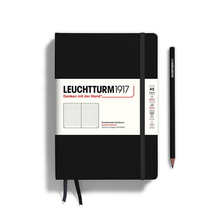 Black Medium A5 Hardcover Notebook